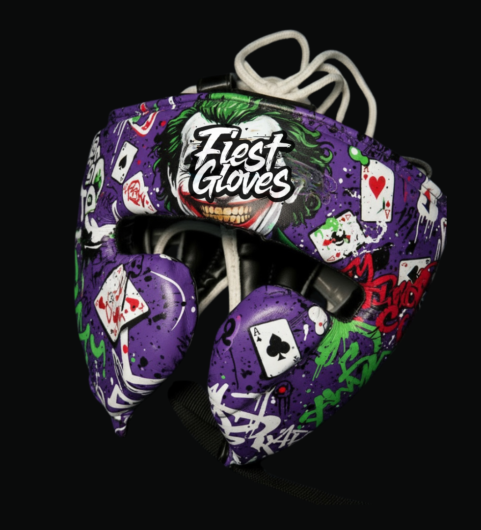 fiest boxing joker style purple headgear for sparring training