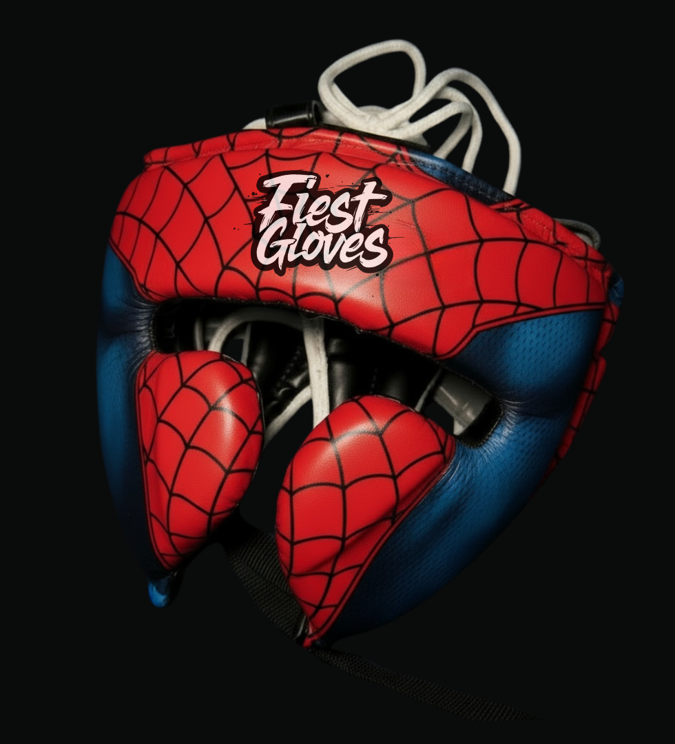 fiest boxing spider style red-blue headguard fight training gear