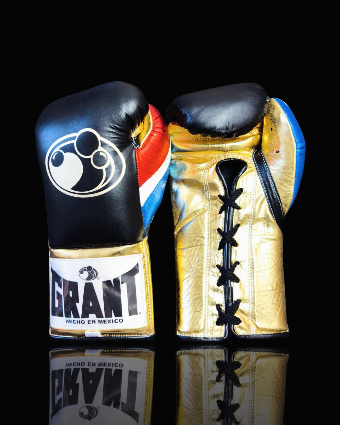 grant boxing gloves black/gold/red/blue front view custom name training gloves