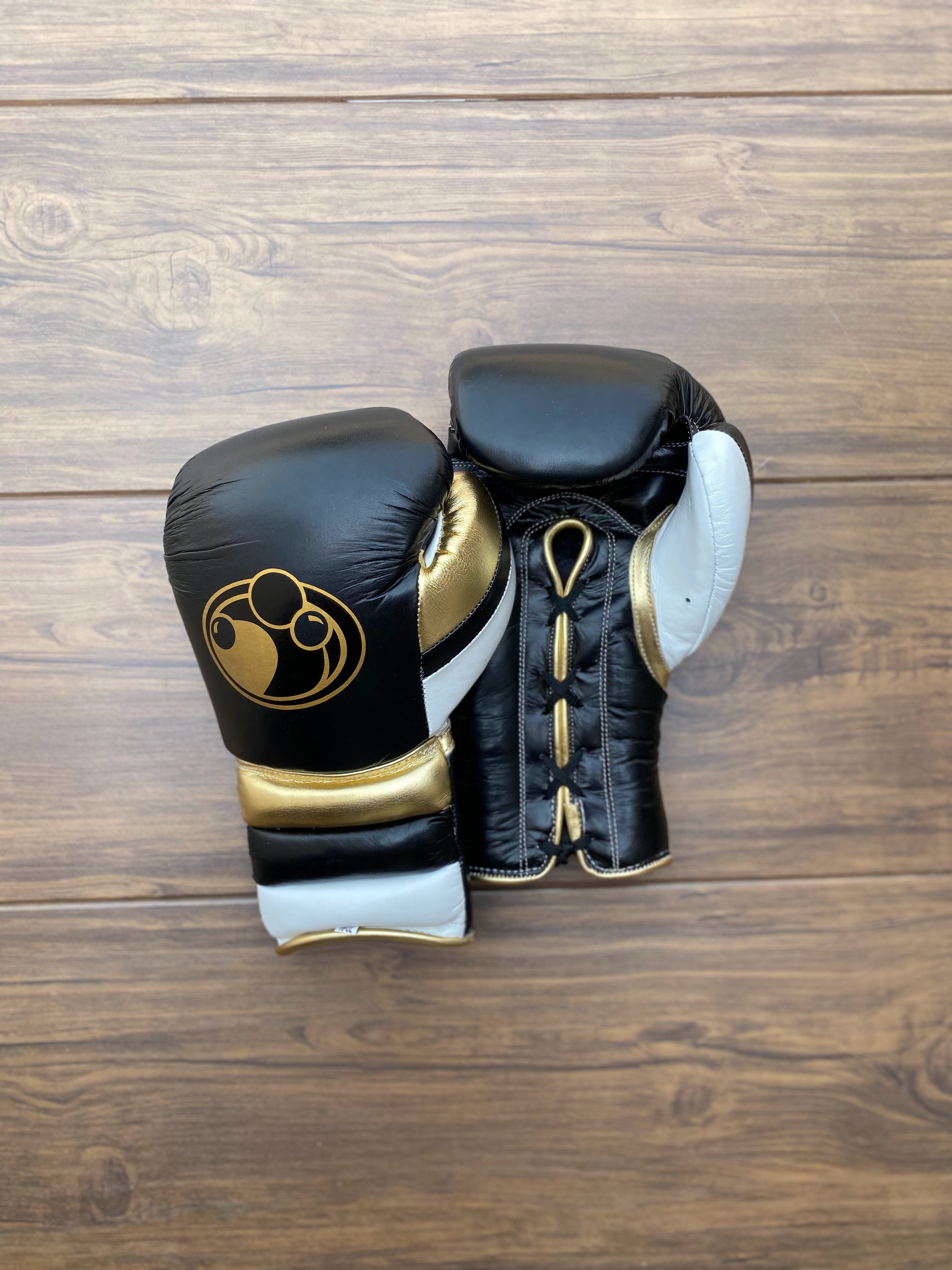 grant boxing gloves black/white/gold back front thumb view custom training gloves for boxing