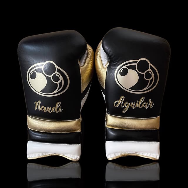 grant boxing gloves black/white/gold back thumb view custom training gloves for boxing