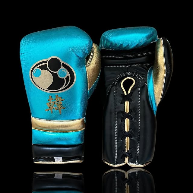 grant boxing gloves blue/black/gold front view  professional boxing gear premium quality