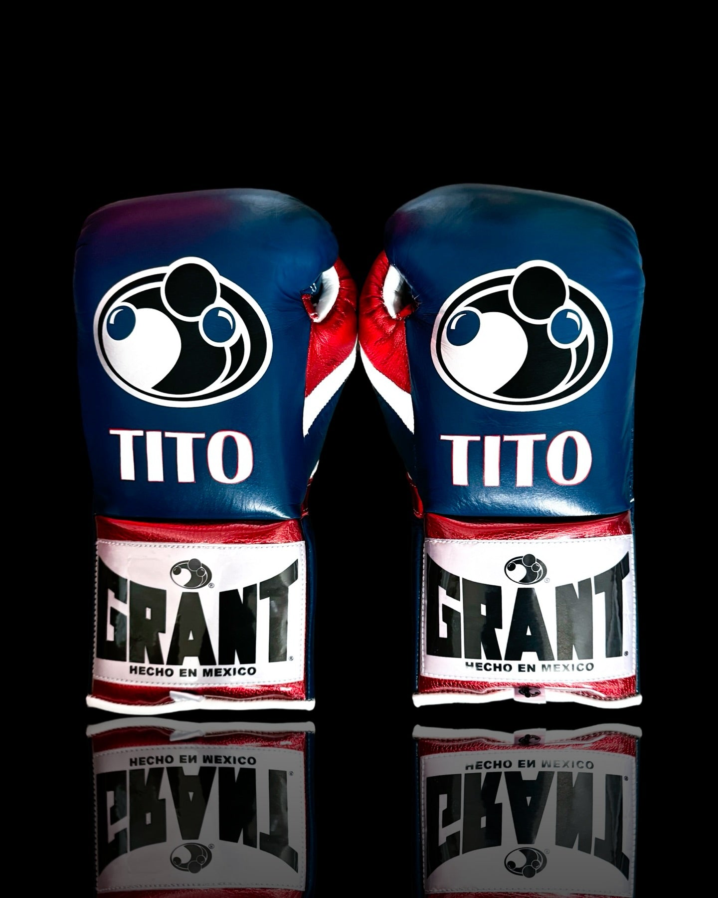 grant boxing gloves blue/red/white back view professional boxing gear premium quality