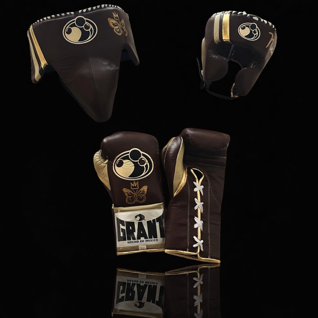 Grant Boxing Set Brown/Beige/Gold Top-Grade Leather