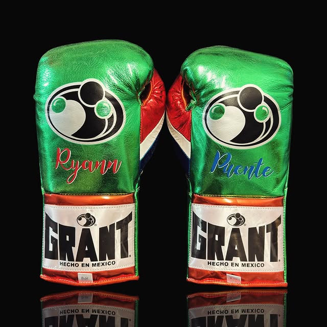 grant boxing gloves green/orange-blue back and thumb view custom training gloves for boxing