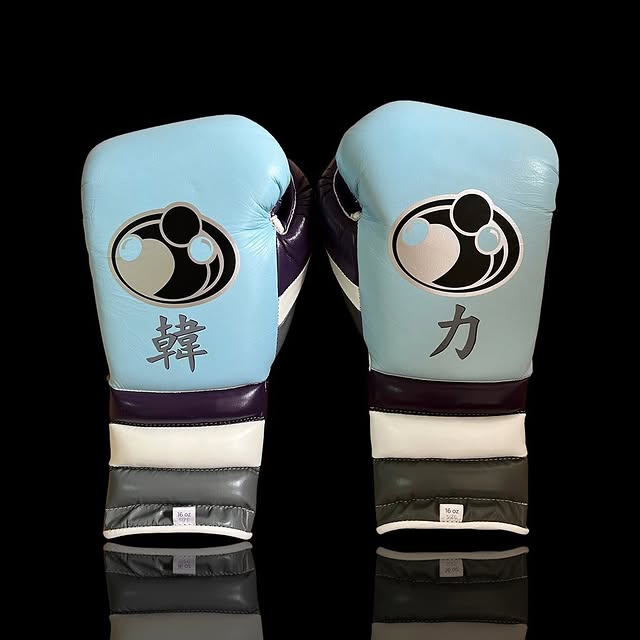 grant boxing gloves blue/purple/white back view premium fight gloves for athletes
