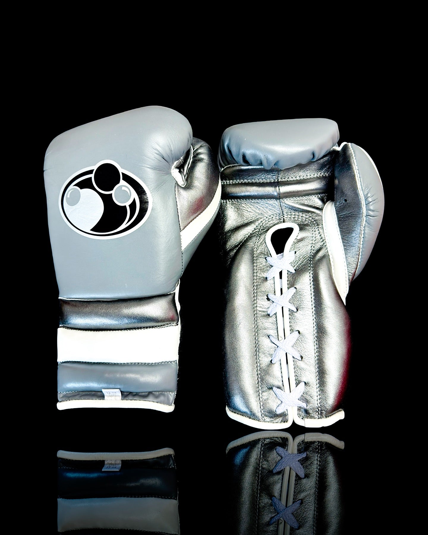 grant boxing gloves grey/white front view premium leather fight gear