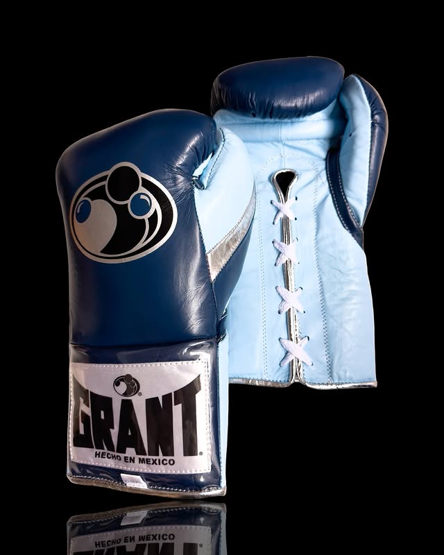 grant boxing gloves navy/sky-blue front view for heavy bag and sparring
