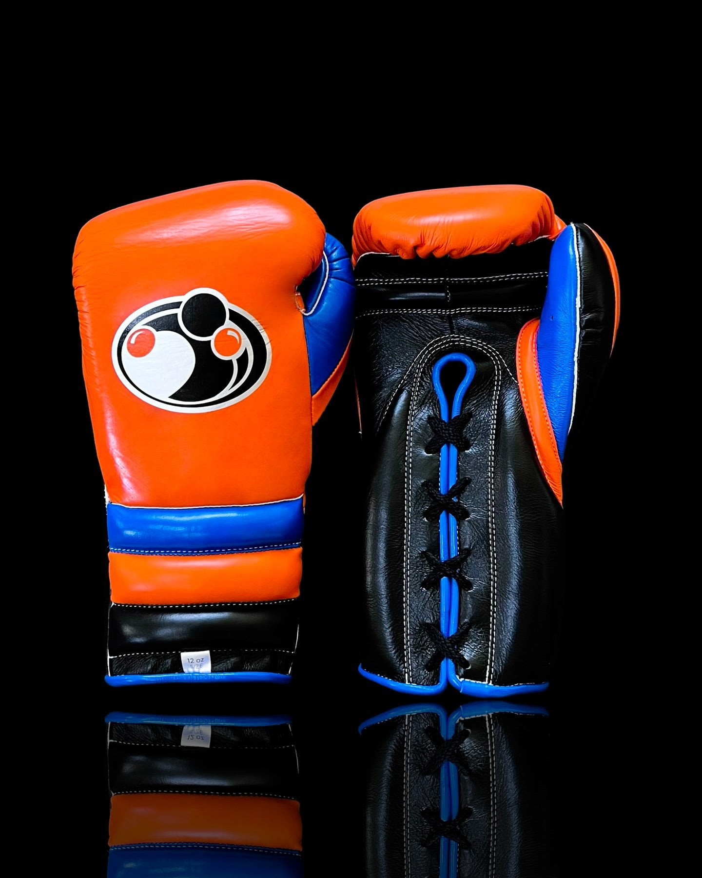 grant boxing gloves orange/black/blue front view  lace up high quality sparring gloves
