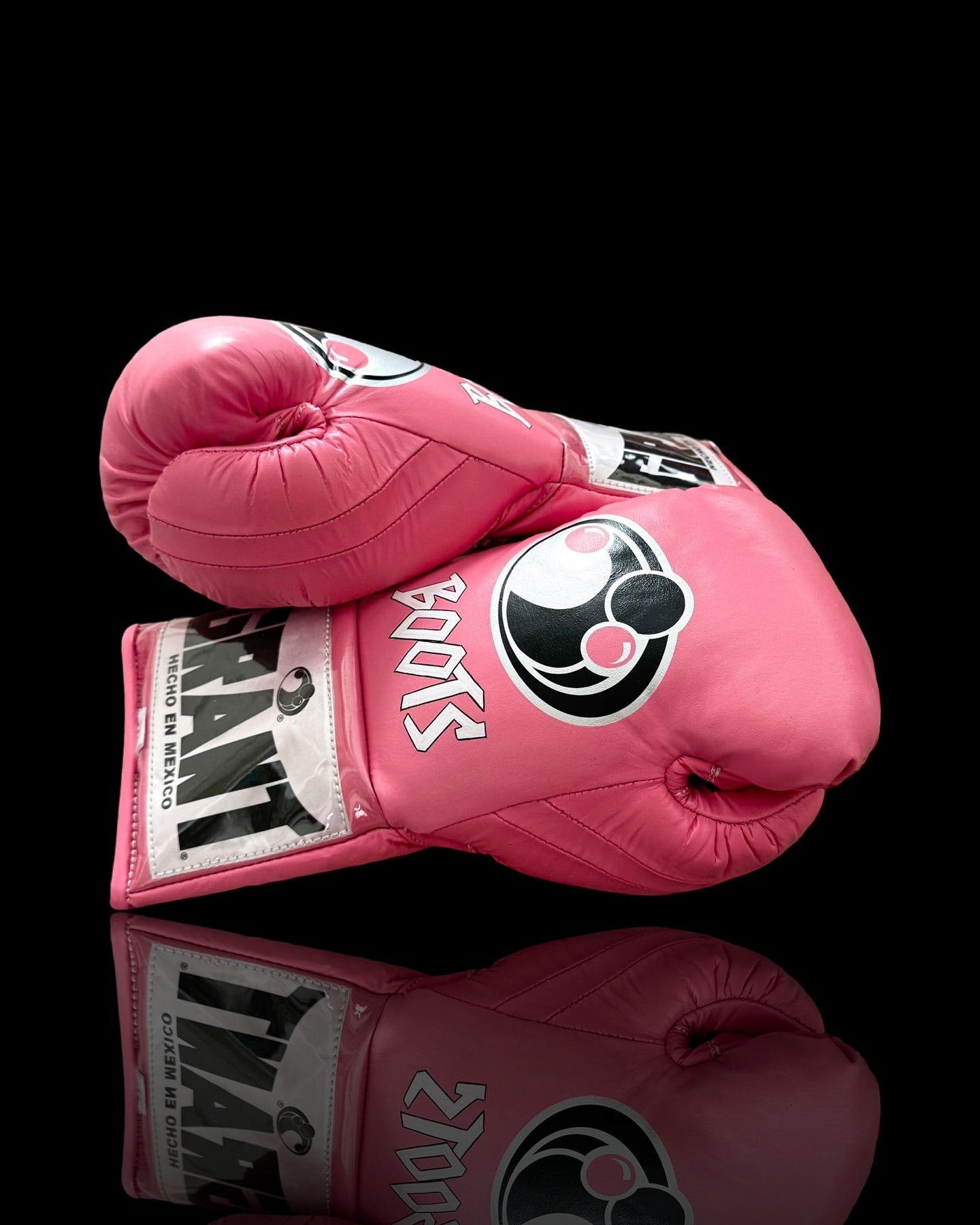 grant boxing gloves pink back and thumb view  custom name boxing training gloves