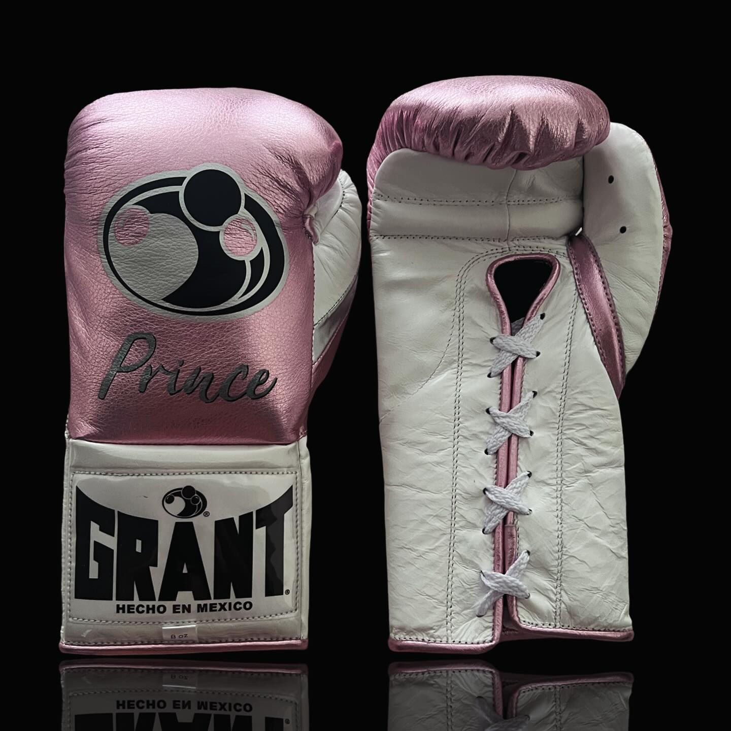 grant boxing gloves pink/white front view premium leather fight gear
