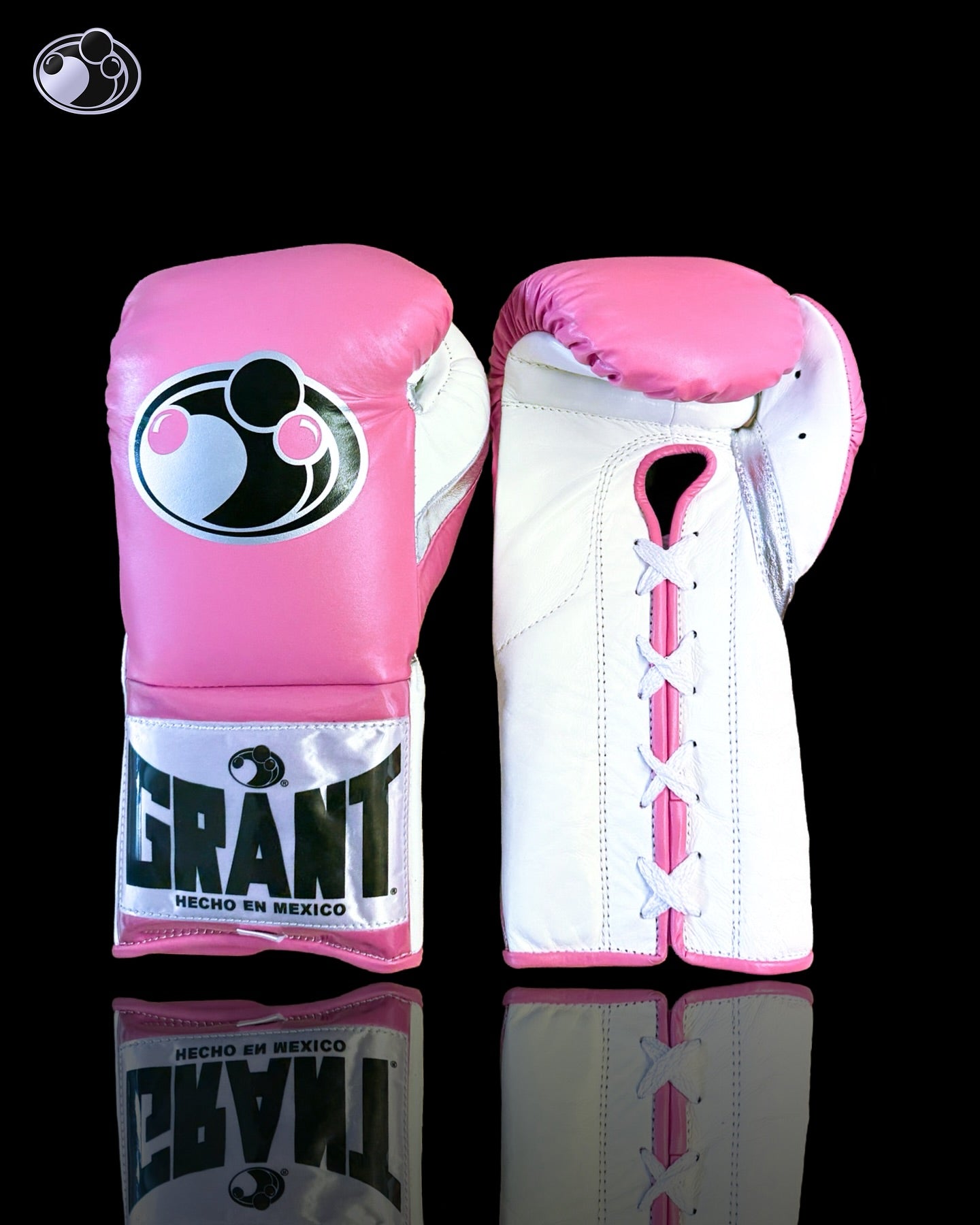 grant boxing gloves pink/white/silver front view premium leather professional training gloves