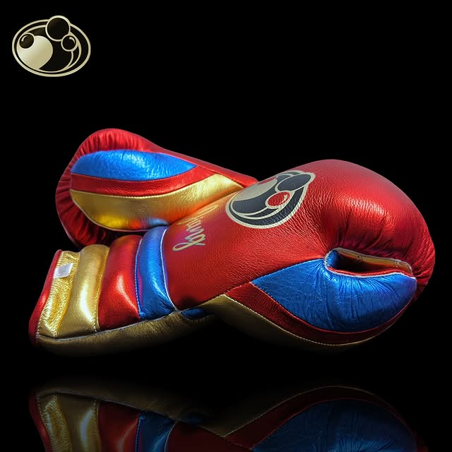grant boxing gloves red/blue/gold back and thumb view  custom name boxing training gloves