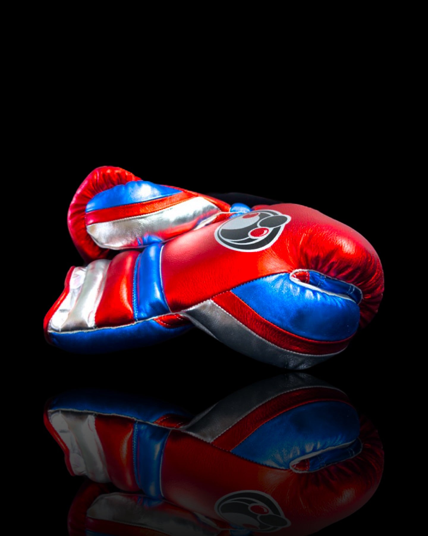 grant boxing gloves red/blue/silver back and thumb view premium leather professional training gloves