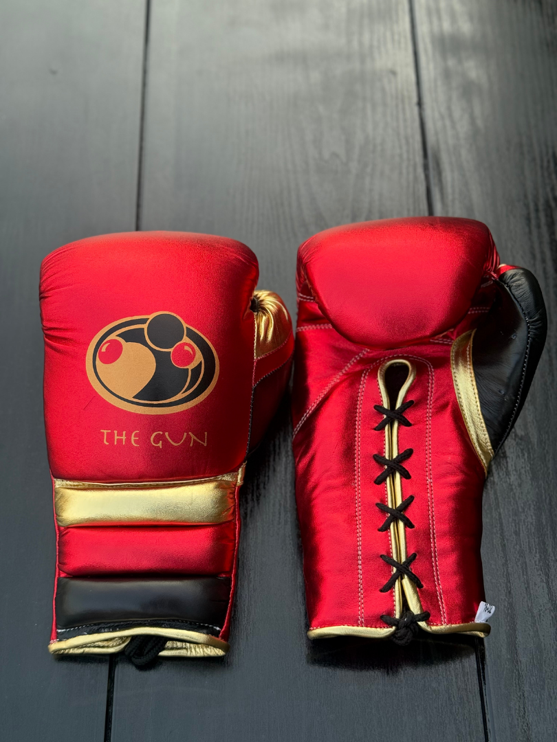 grant boxing gloves red/gold/black back and front view premium fight gloves for athletes