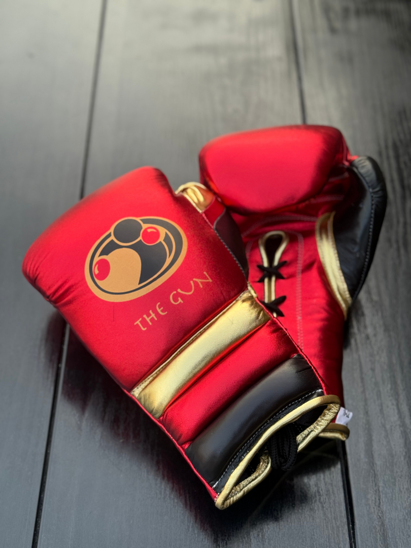 grant boxing gloves red/gold/black back view premium fight gloves for athletes