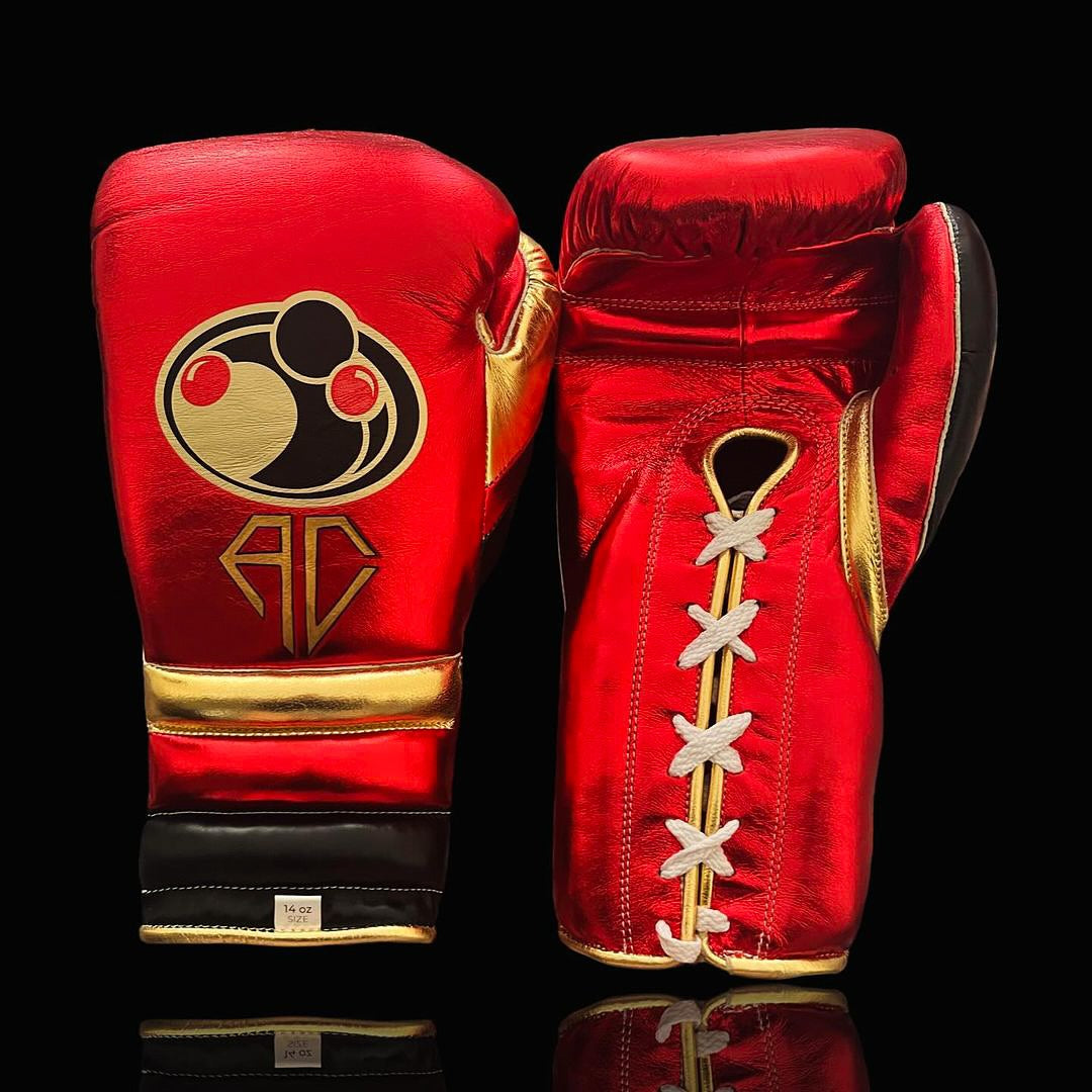 grant boxing gloves red/gold/black front view premium fight gloves for athletes