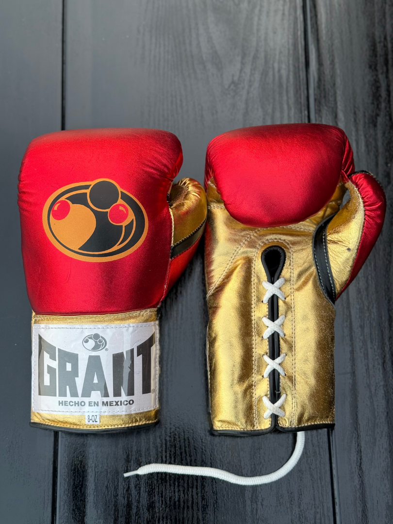 grant boxing gloves red/gold/black back and front view professional boxing gear premium quality