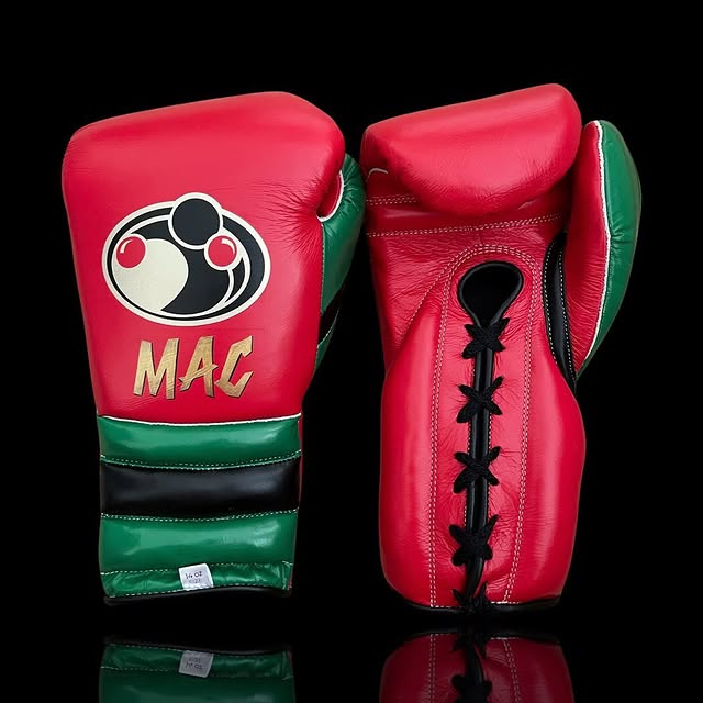 grant boxing gloves red/green/black front and back view custom name boxing training gloves