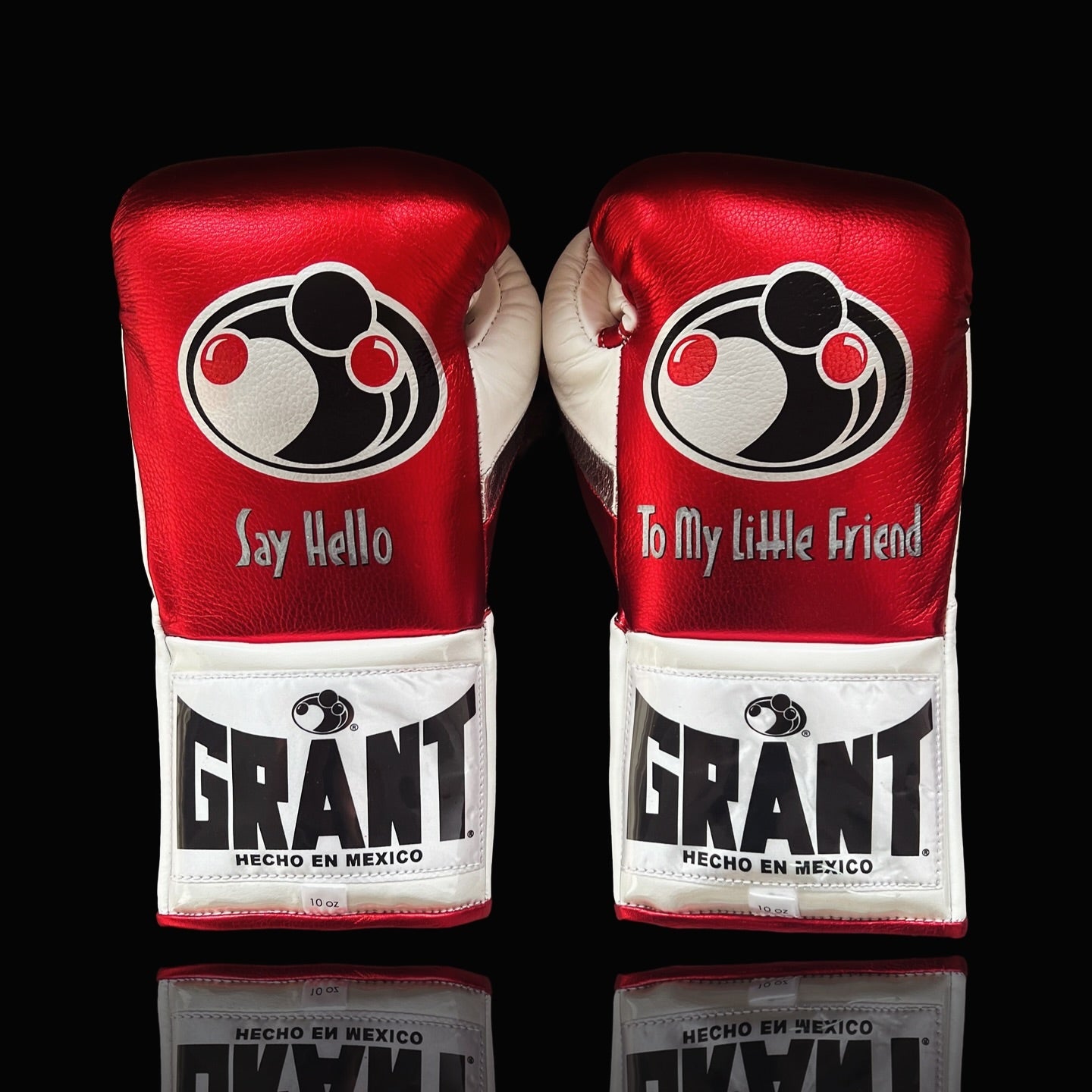 grant boxing gloves red/white/silver back view lace up high quality sparring gloves