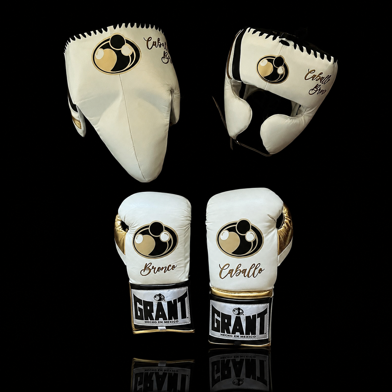Grant Boxing Set White/Black/Gold Customizable Leather