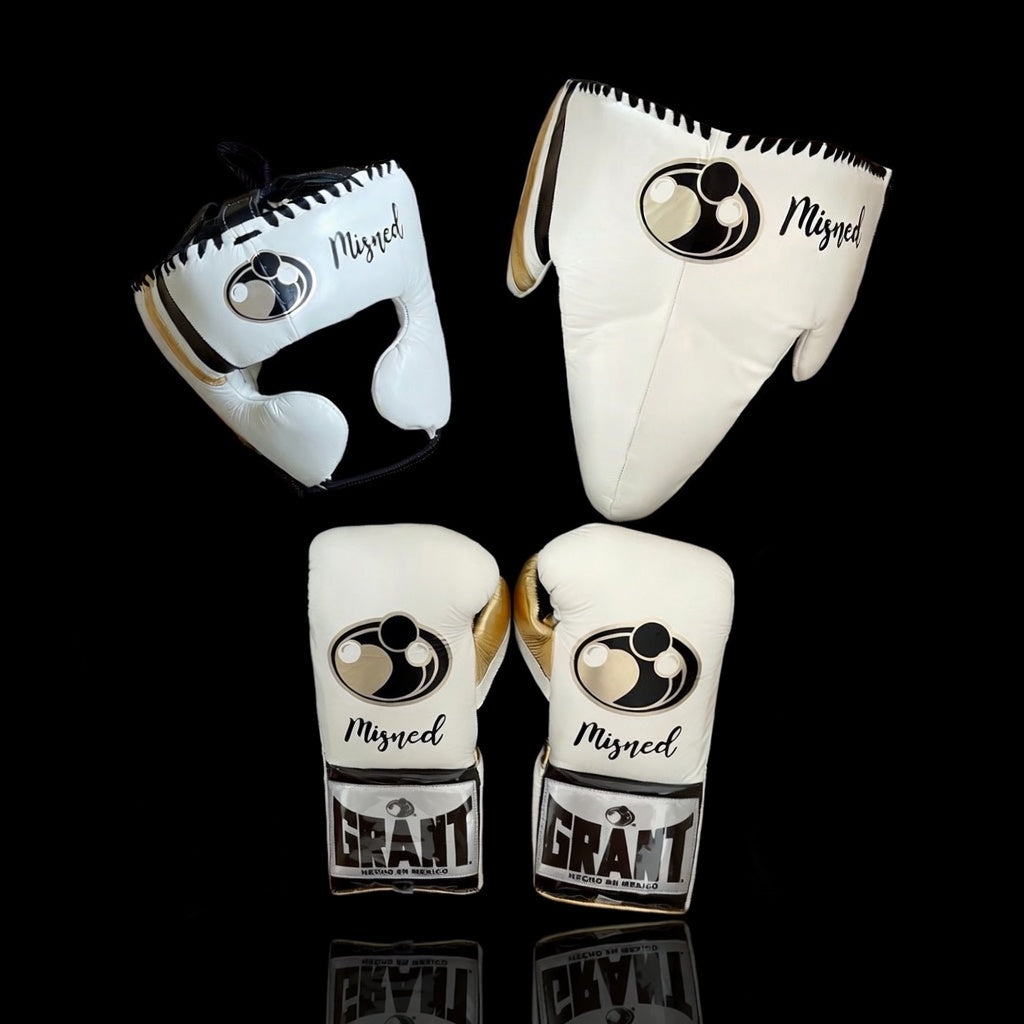 Grant Boxing Set White/Black/Gold Customizable Leather