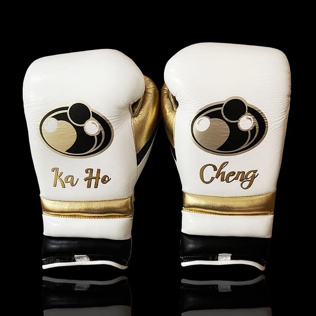 grant boxing gloves white/black/gold back view lace up high quality sparring gloves