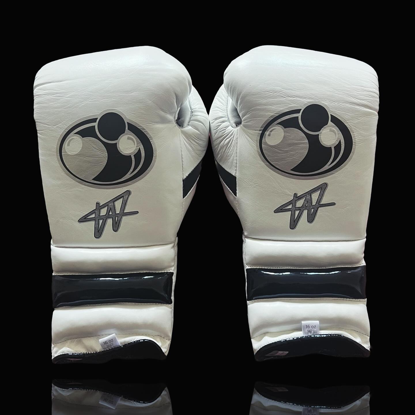 grant boxing gloves white/black back view lace up high quality sparring gloves