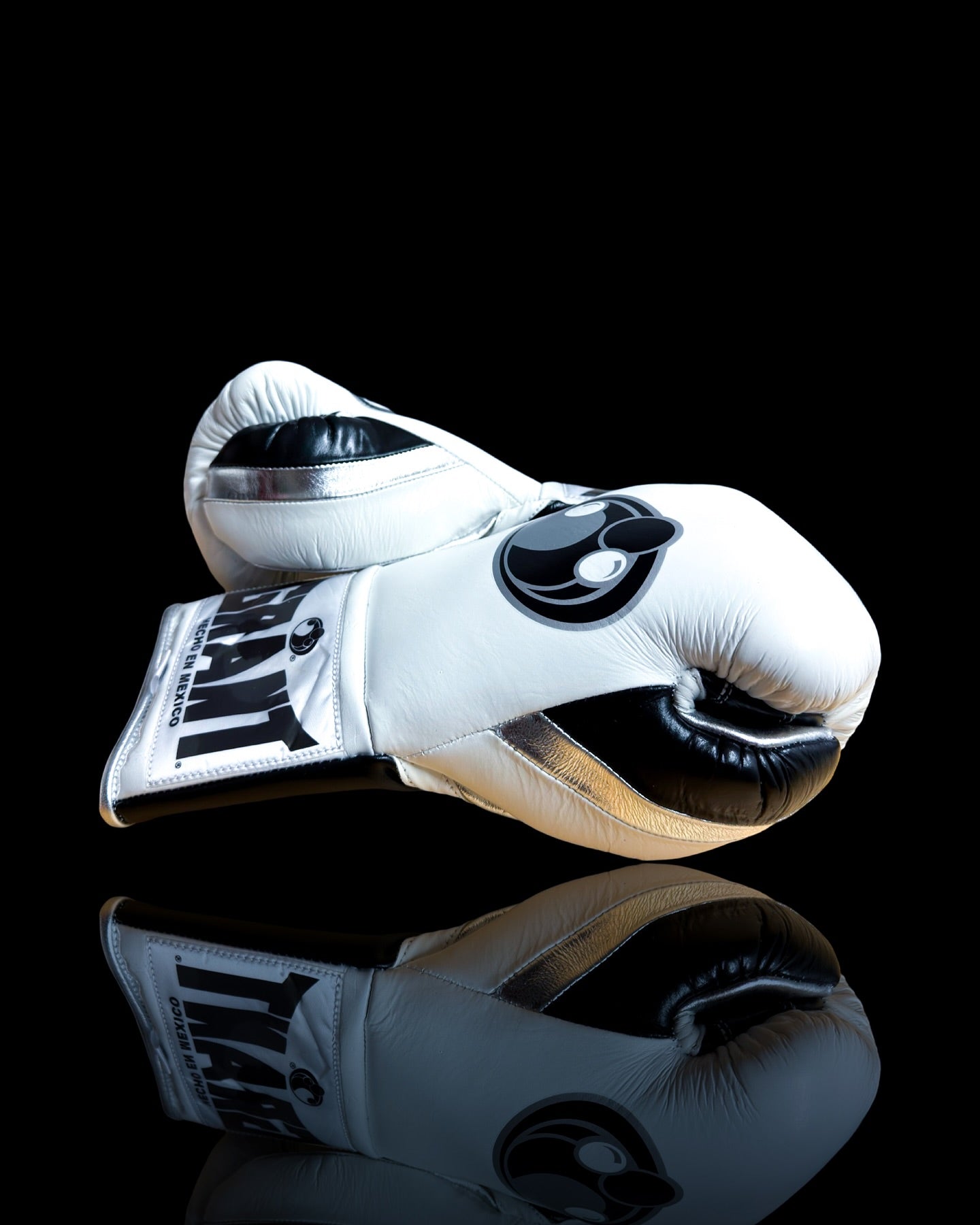 grant boxing gloves white/black/silver back and thumb view professional sparring and training gear