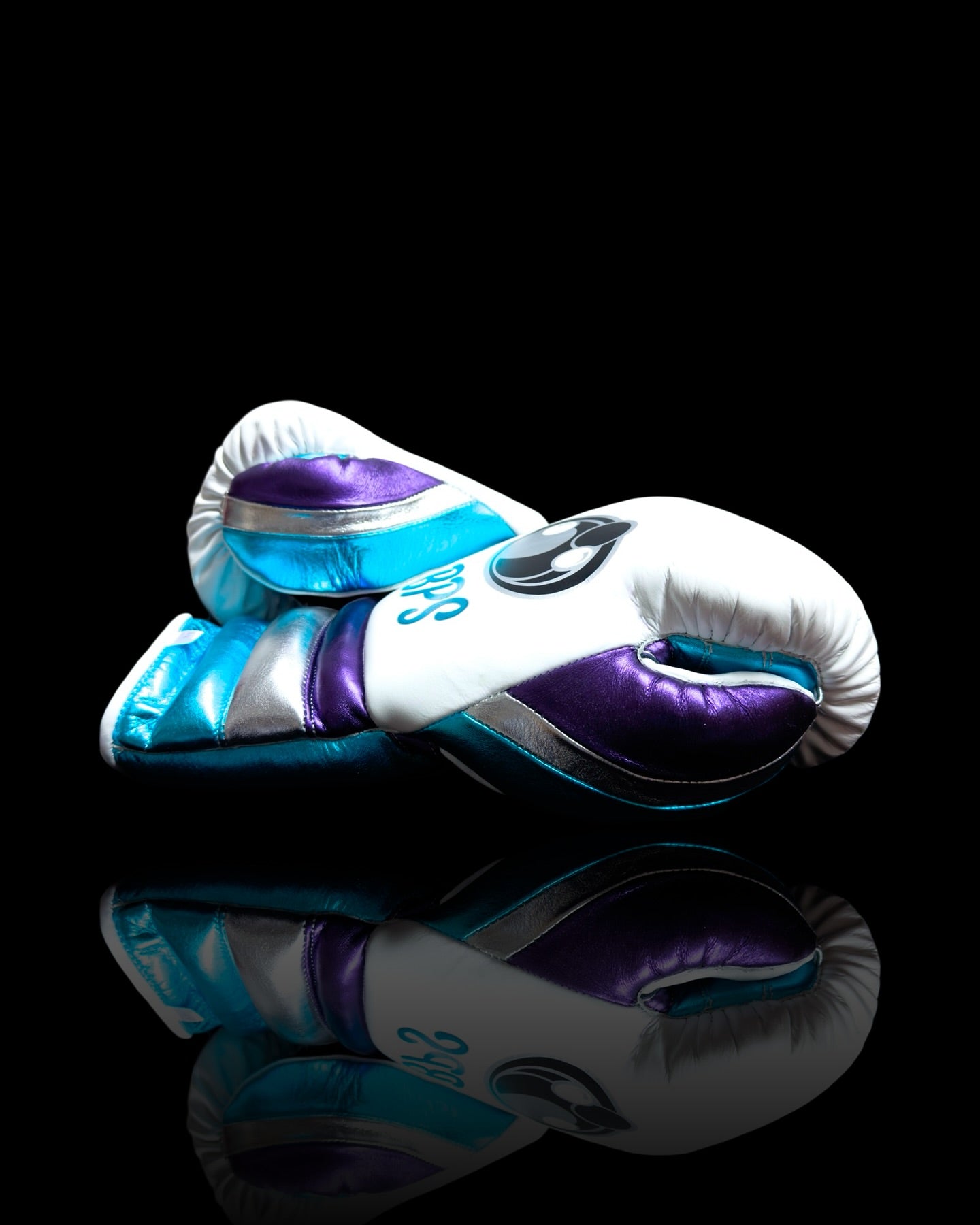 grant boxing gloves white/blue/purple back and thumb view lace up high quality sparring gloves