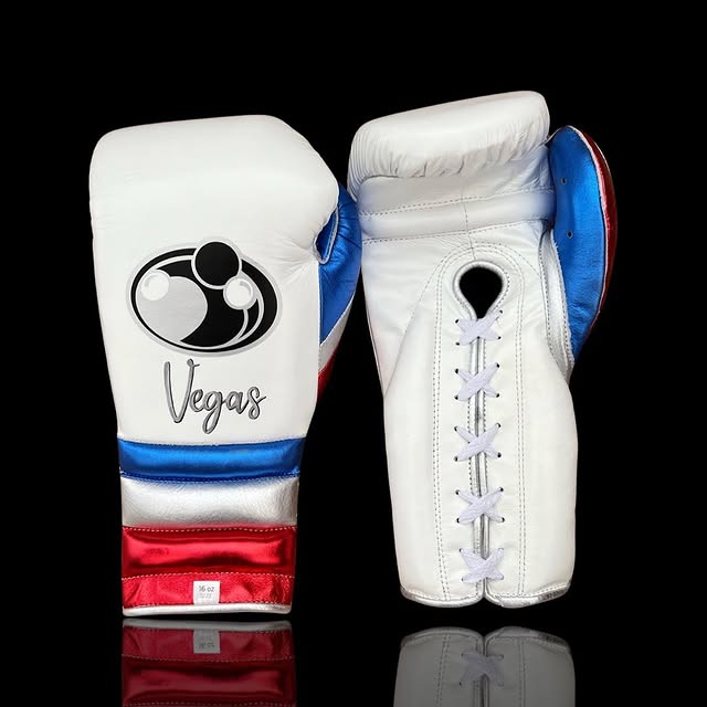 grant boxing gloves white/blue/red front and back view professional boxing gear premium quality
