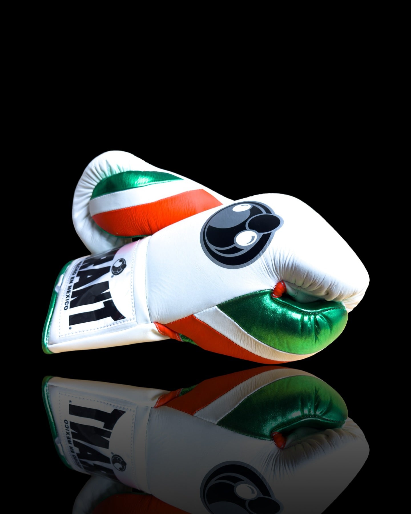 grant boxing gloves white/green/orange  back and thumb view high quality lace up boxing gloves