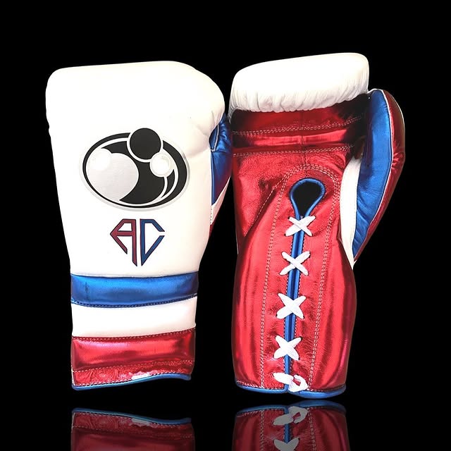 grant boxing gloves white/red/blue front view for heavy bag and sparring