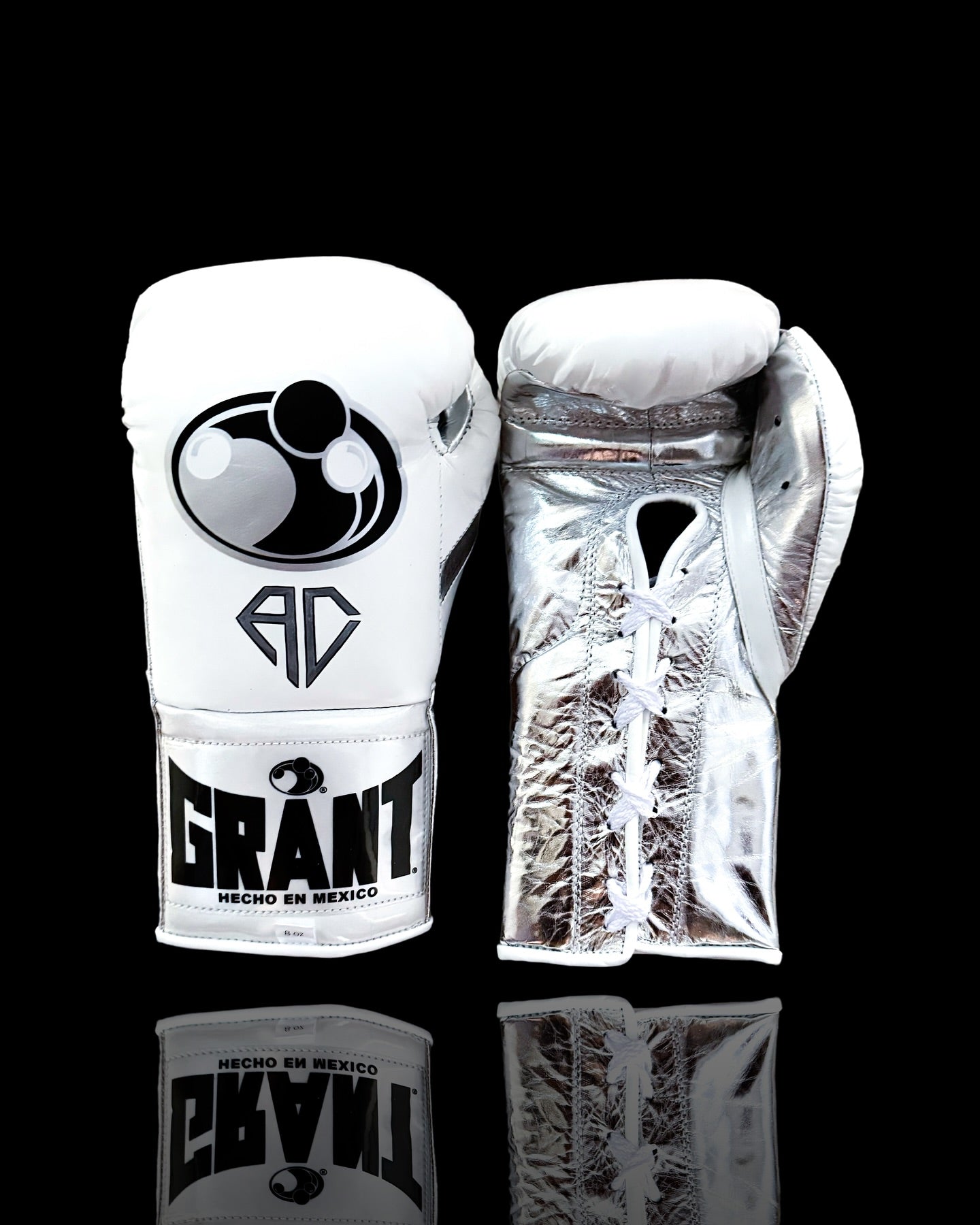 grant boxing gloves white/silver front view professional sparring and training gear