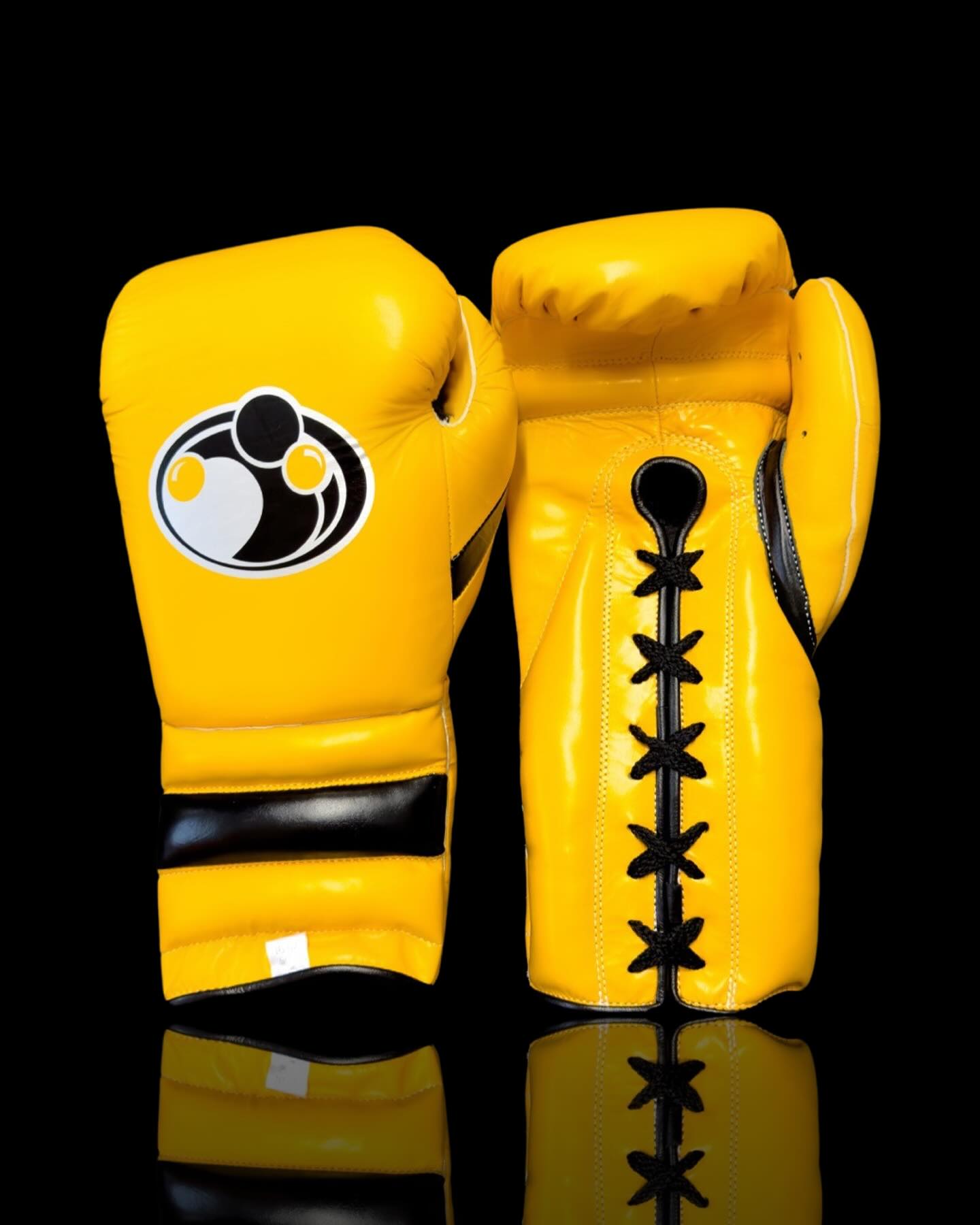 grant boxing gloves yellow/black front view high quality lace up boxing gloves