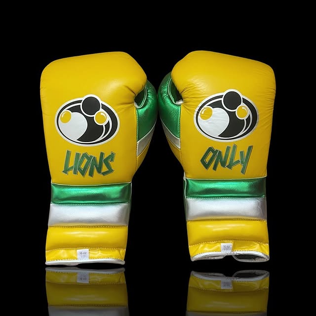 grant boxing gloves yellow/green/silver back view professional boxing gear premium quality