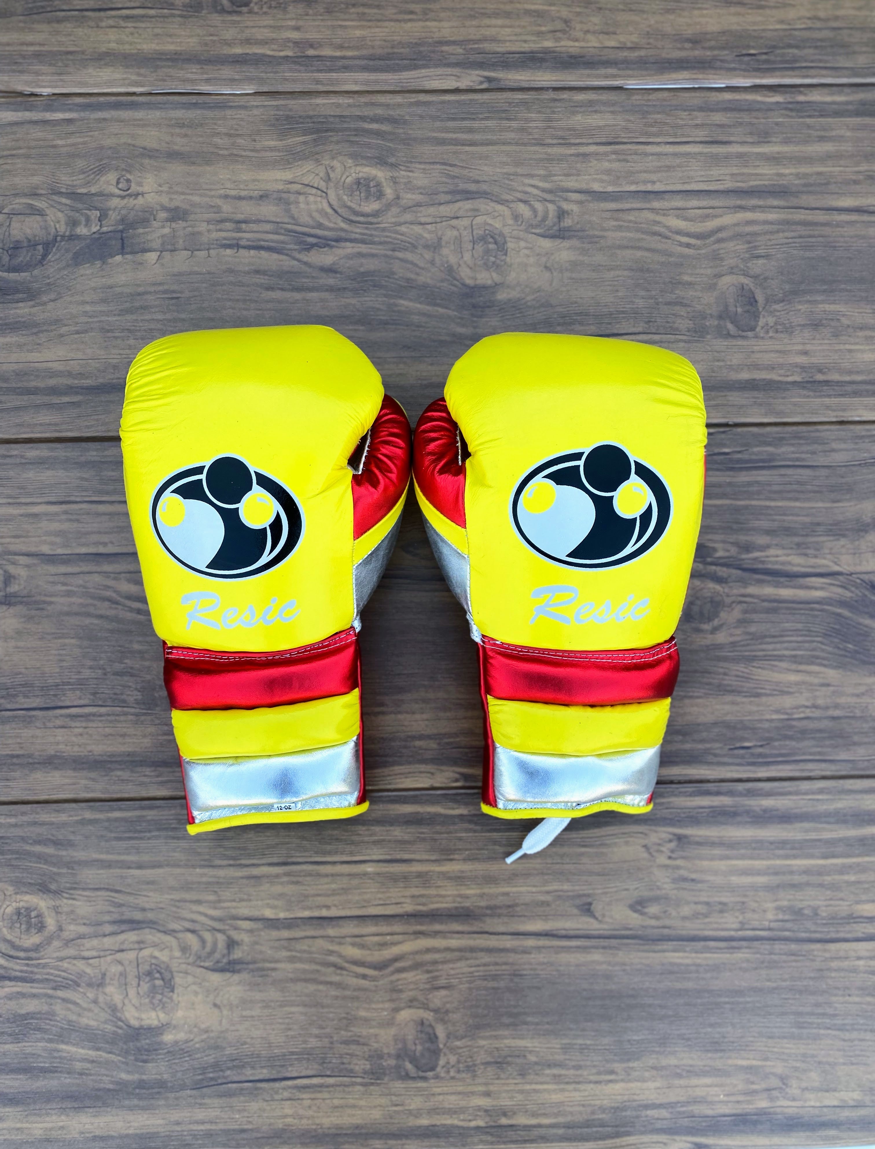 grant boxing gloves yellow/red/silver  back view professional boxing gear premium quality