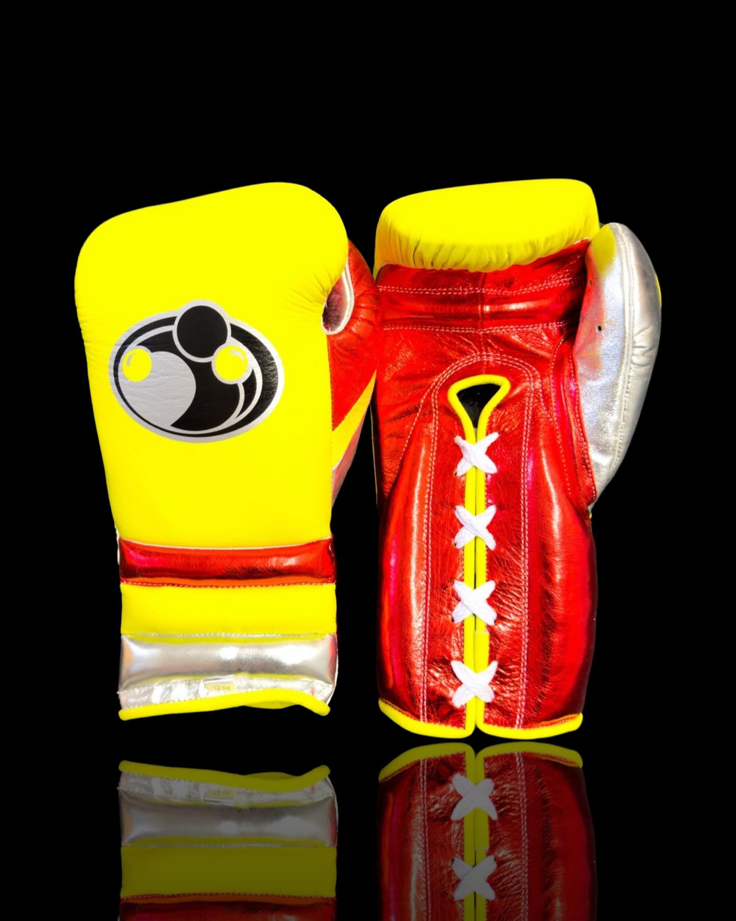 grant boxing gloves yellow/red/silver front view professional boxing gear premium quality
