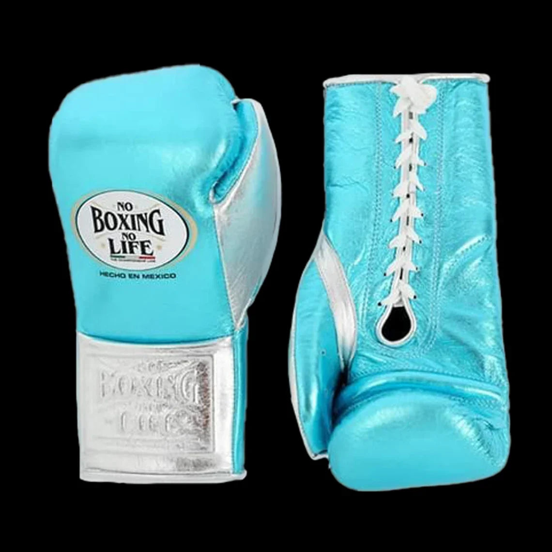 No Boxing No Life Boxing Gloves Sky-Blue/Silver Lace-Up Training