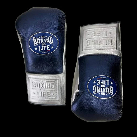No boxing no life Blue/Silver boxing gloves, premium  sparring training gear