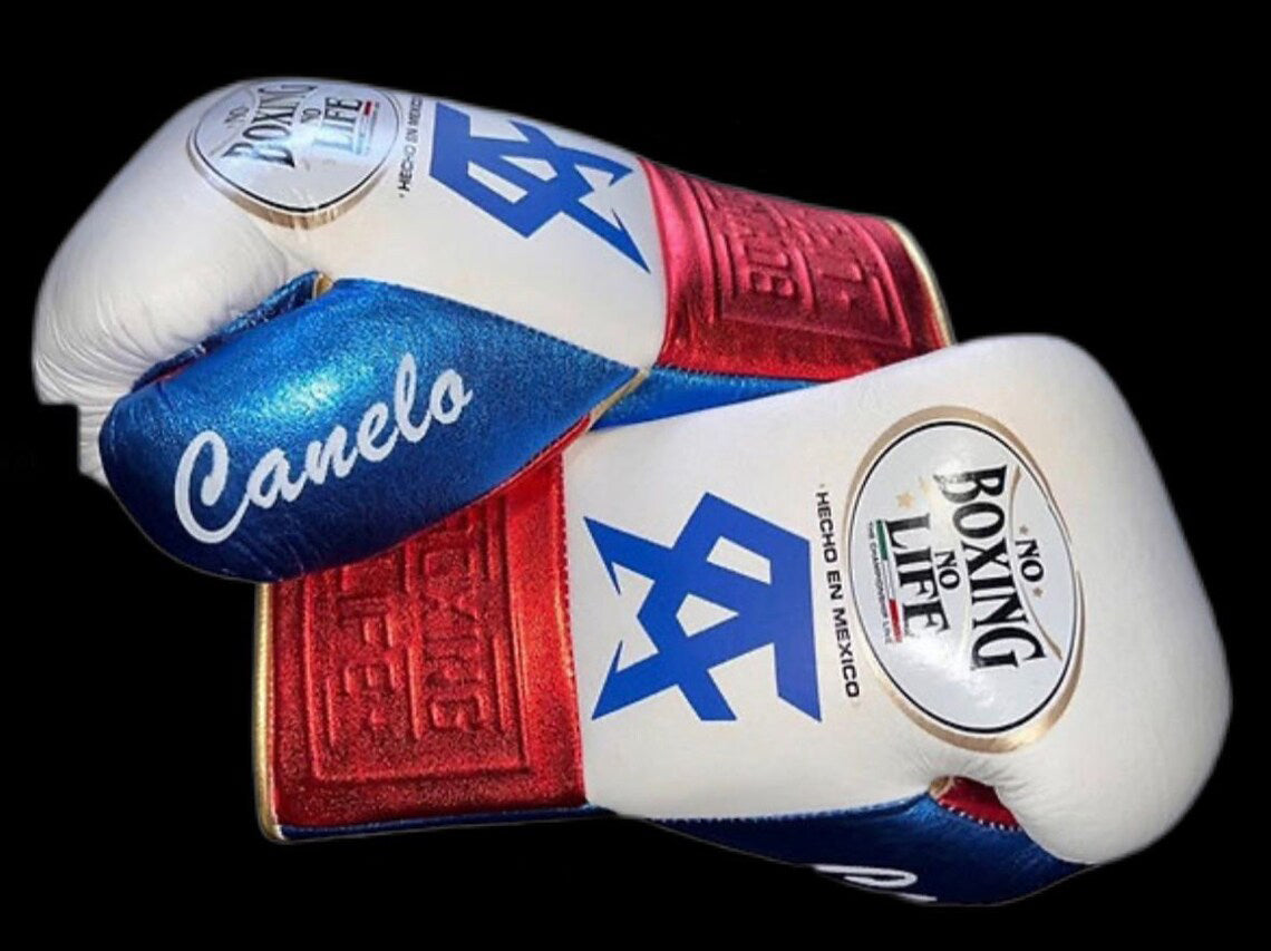 No boxing no life White/Blue boxing gloves, premium soft-padding training gear