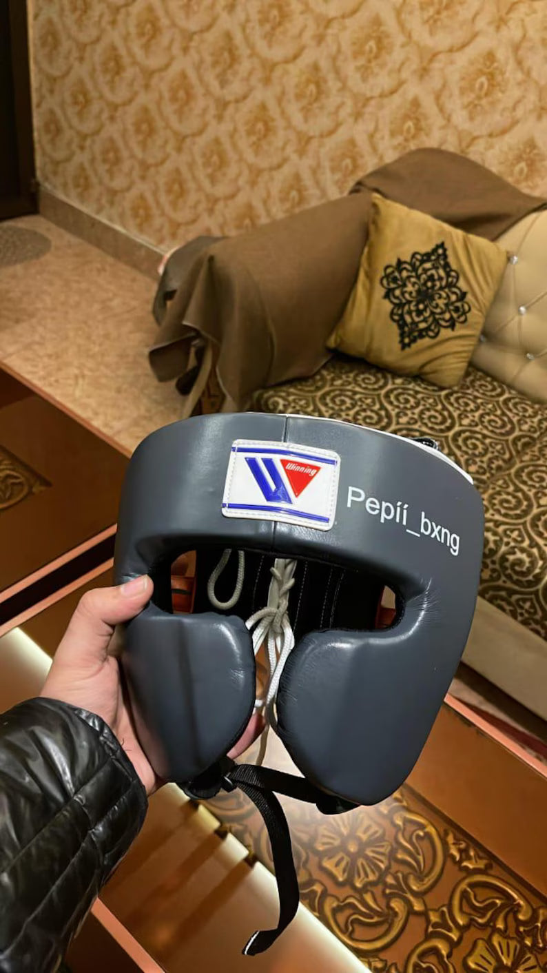 Customizable Winning Grey  Boxing set |  winning Headguard and Groinguard